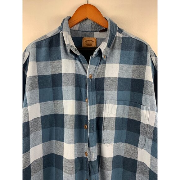 St John’s Bay Heavyweight Blue Plaid Long Sleeve Shirt - size XL - Picture 2 of 7